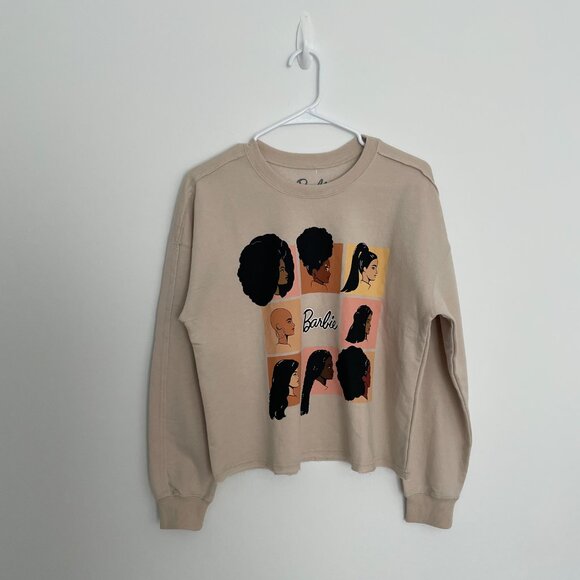 Barbie Mattel Target Womens Cropped Sweater Small Oatmeal Diverse Barbies Cotton - Picture 7 of 13